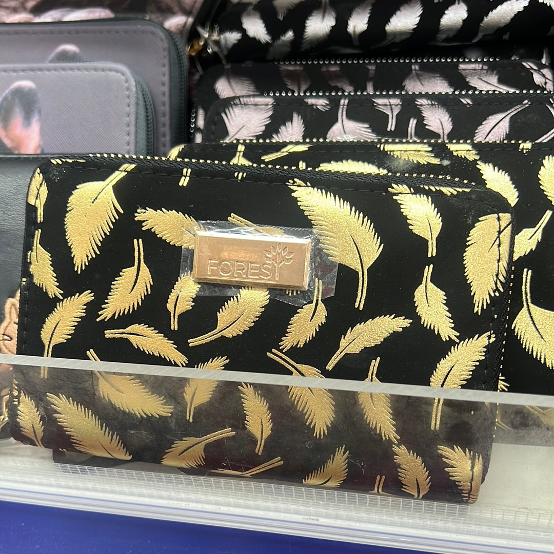 Metallic feather purse