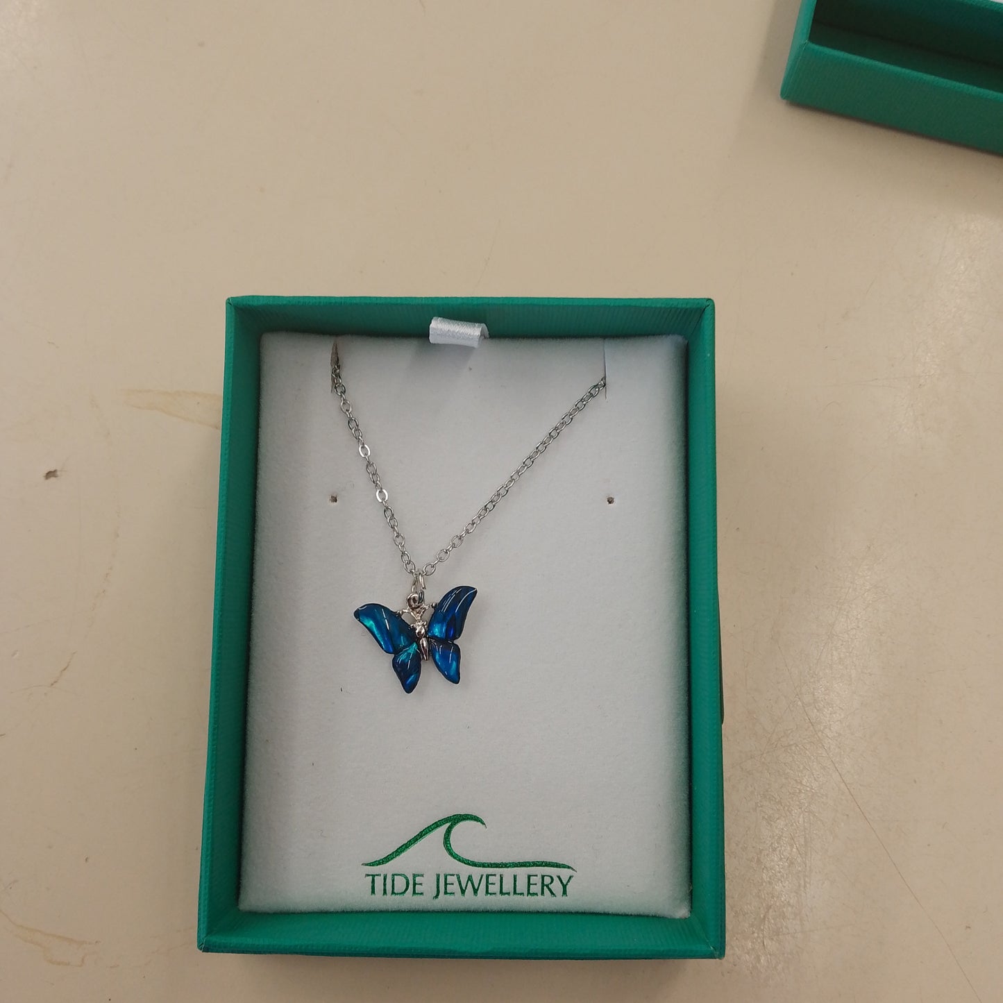 Blue butterfly necklace