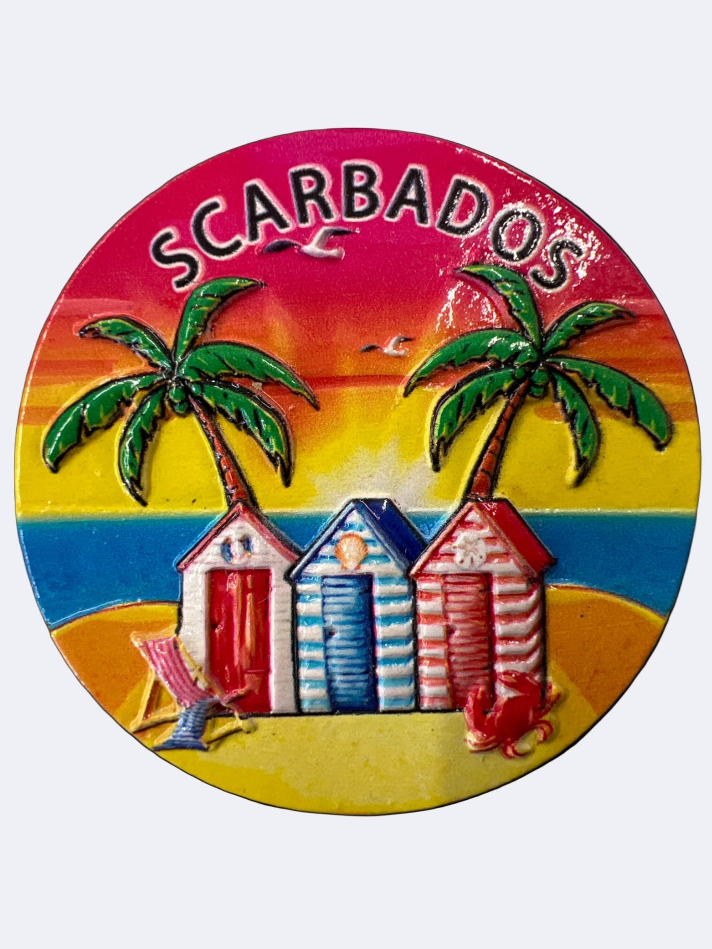 'Scarbados' Beach Huts Magnet