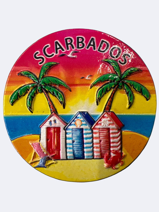 'Scarbados' Beach Huts Magnet
