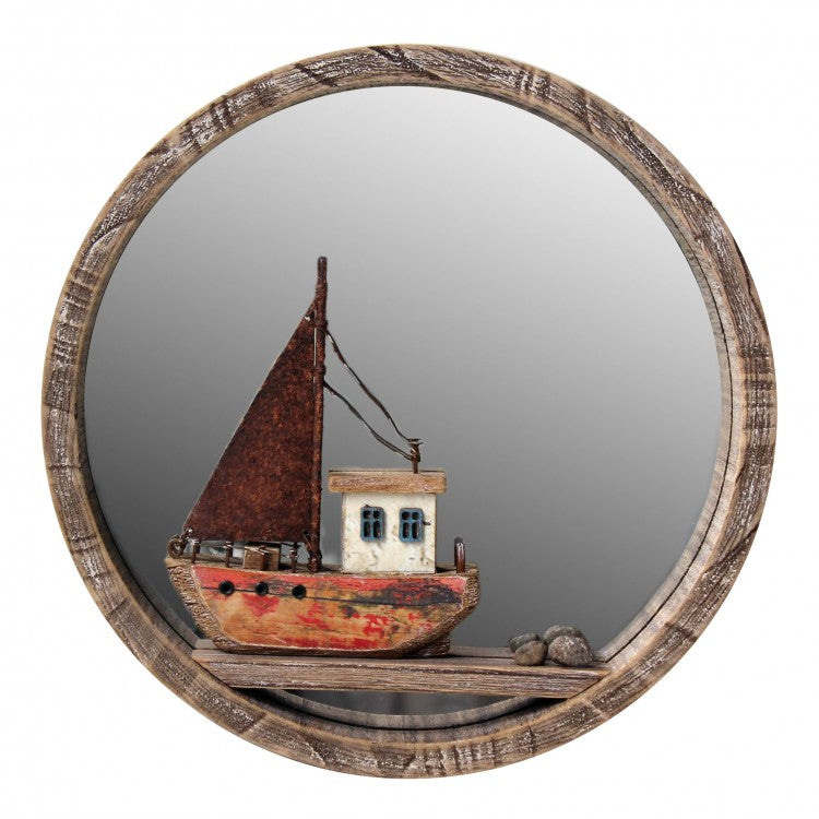 Circular Mirror with Boat