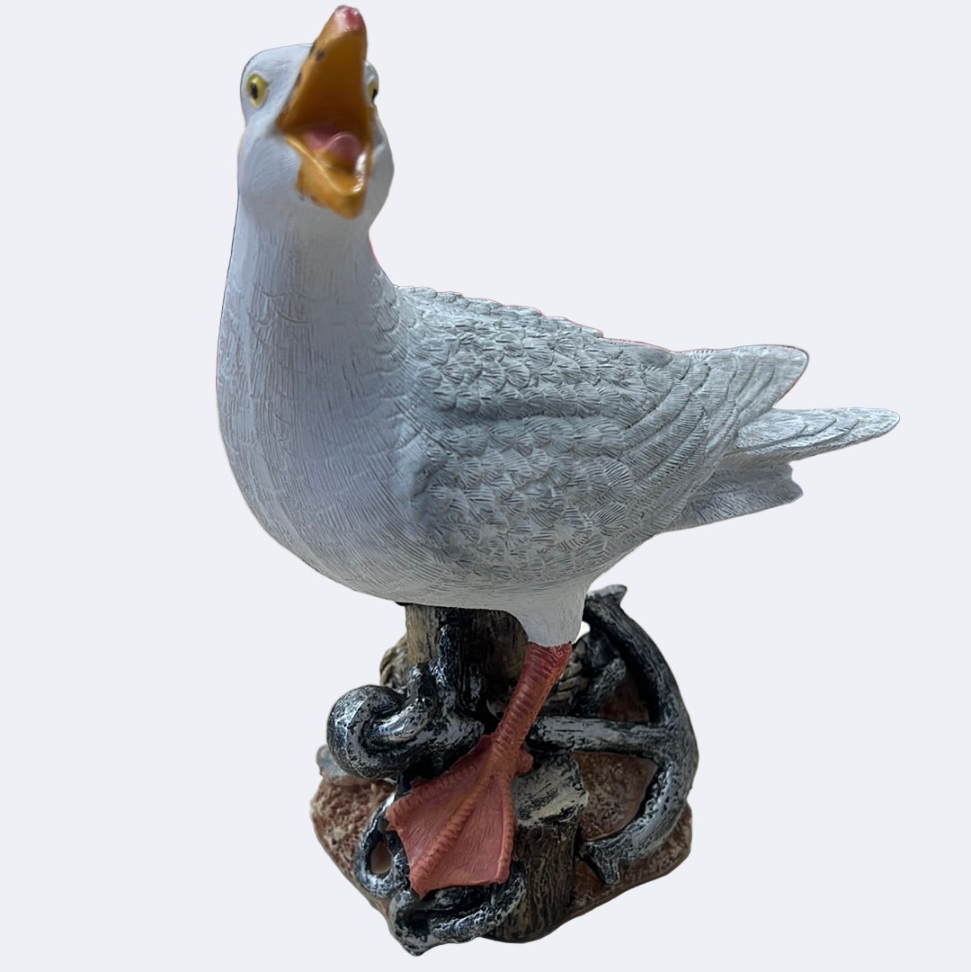 Resin Seagull on Rock with Anchor