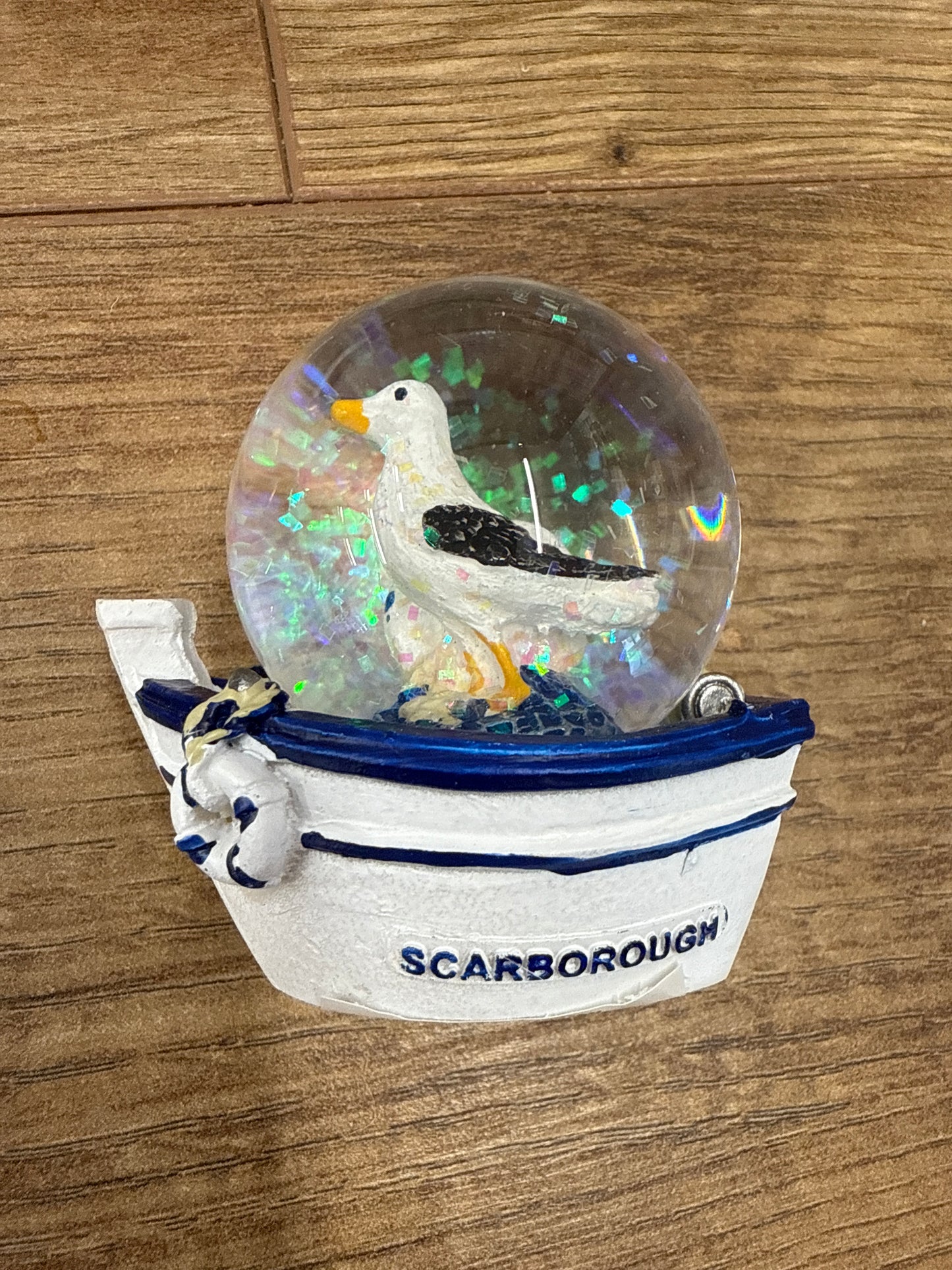 Scarborough Seagull Boat Snowglobe
