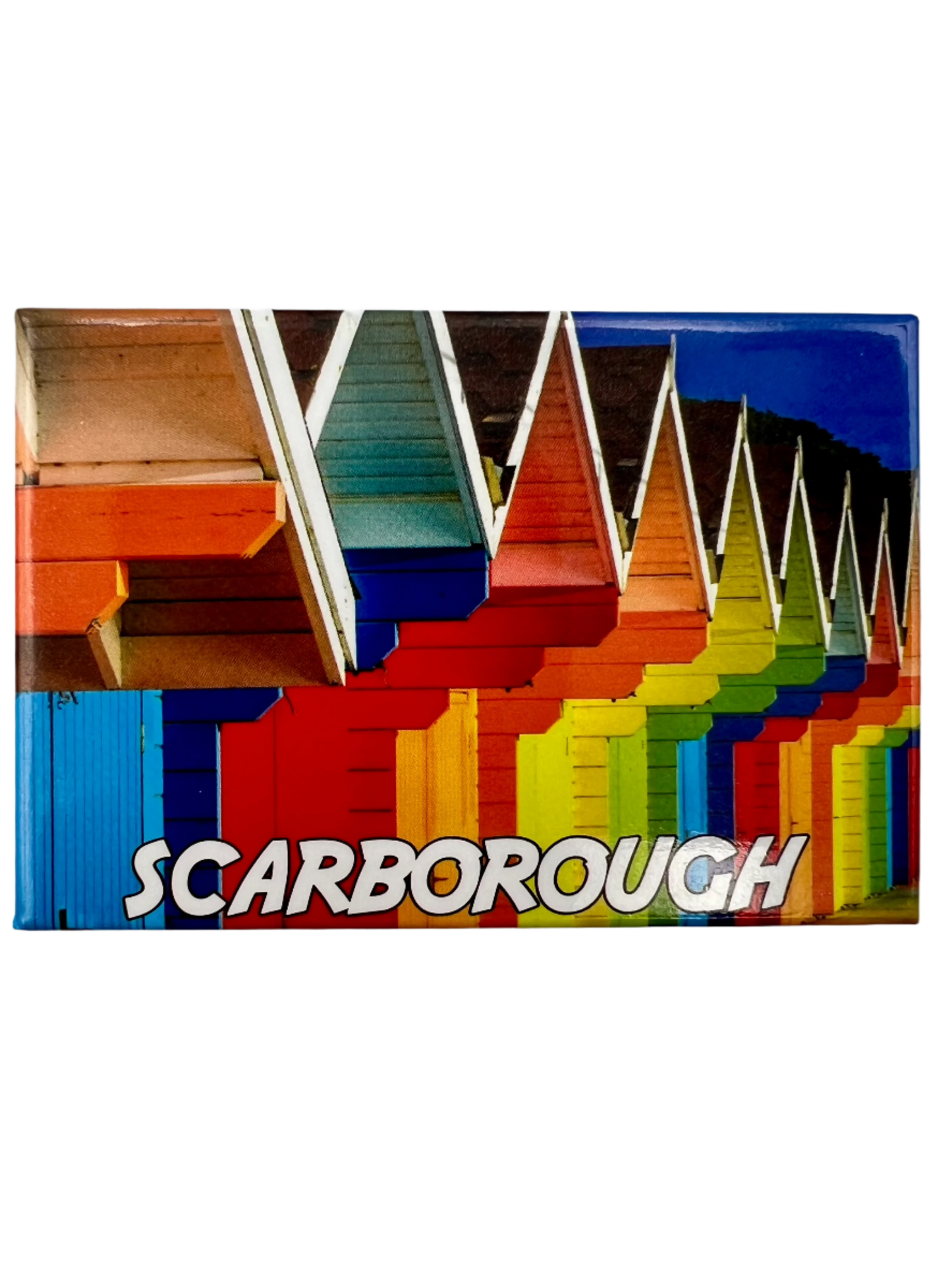 Rainbow Beach Huts Magnet - Scarborough