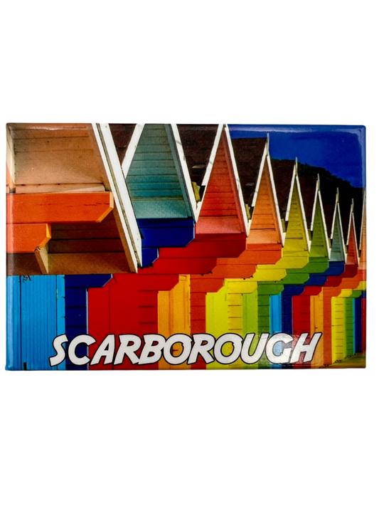 Rainbow Beach Huts Magnet - Scarborough
