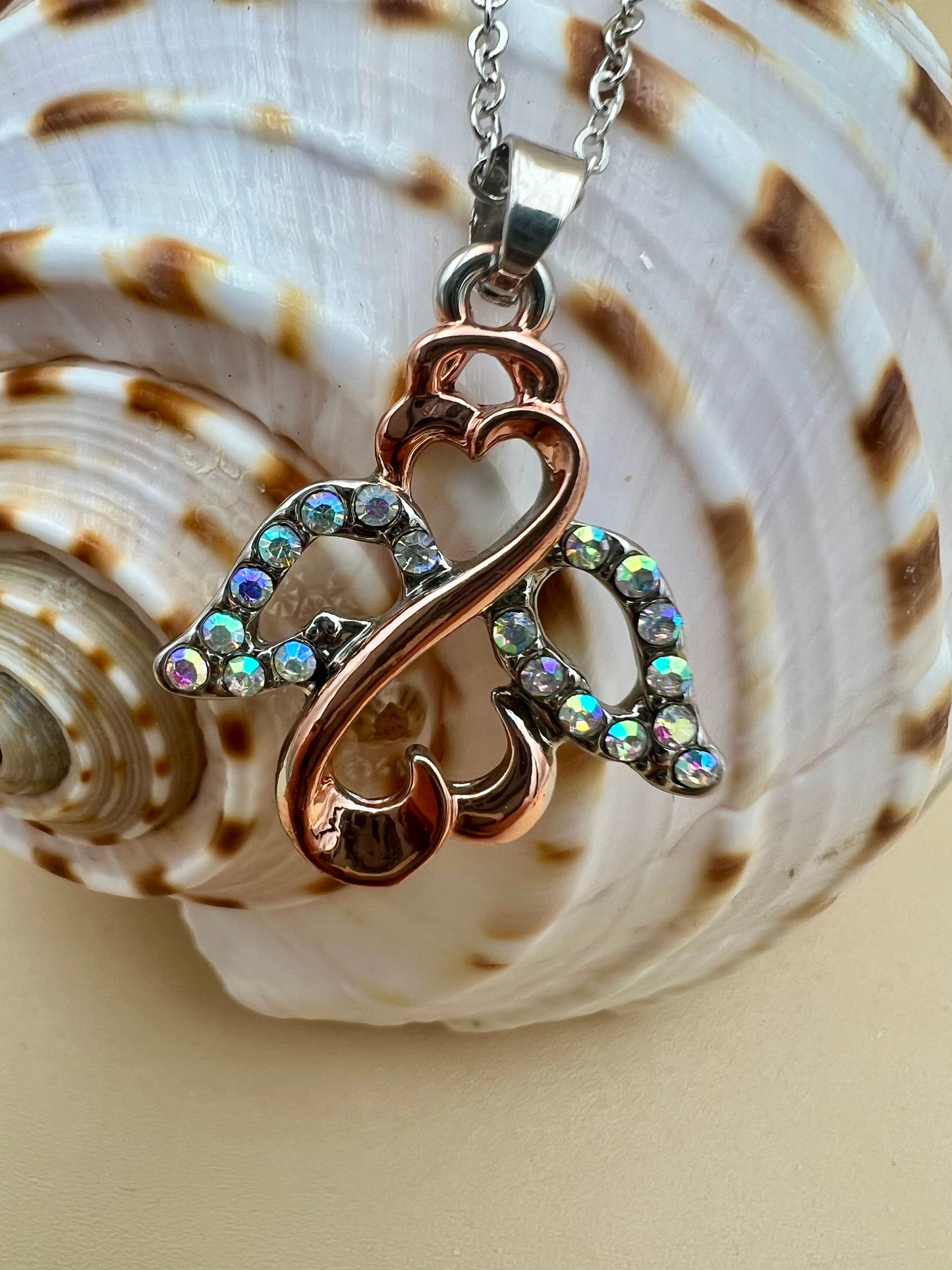 Diamante swans necklace