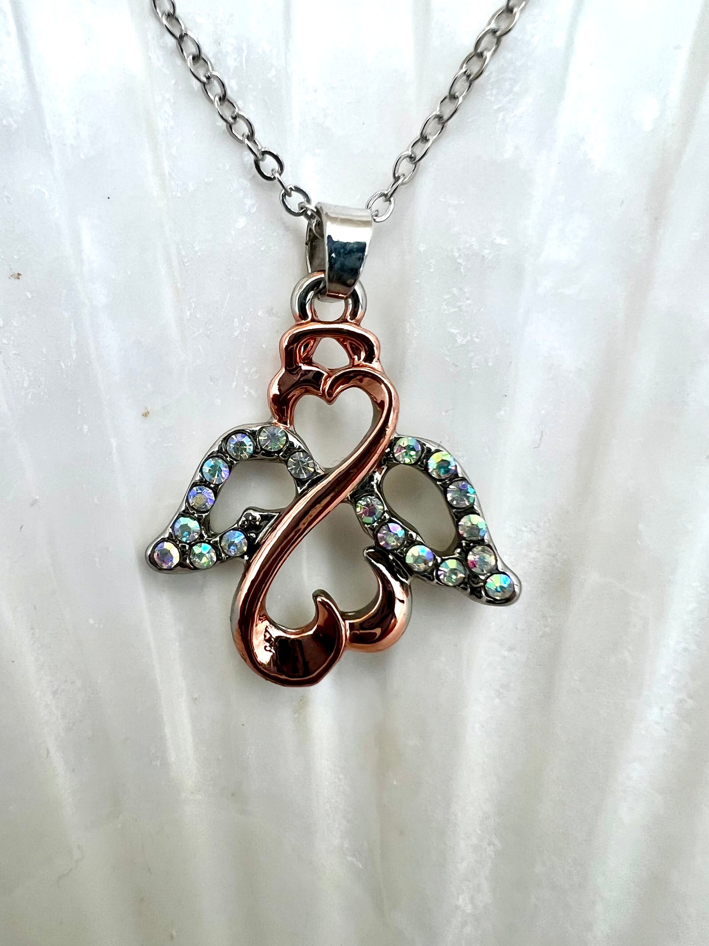 Diamante swans necklace