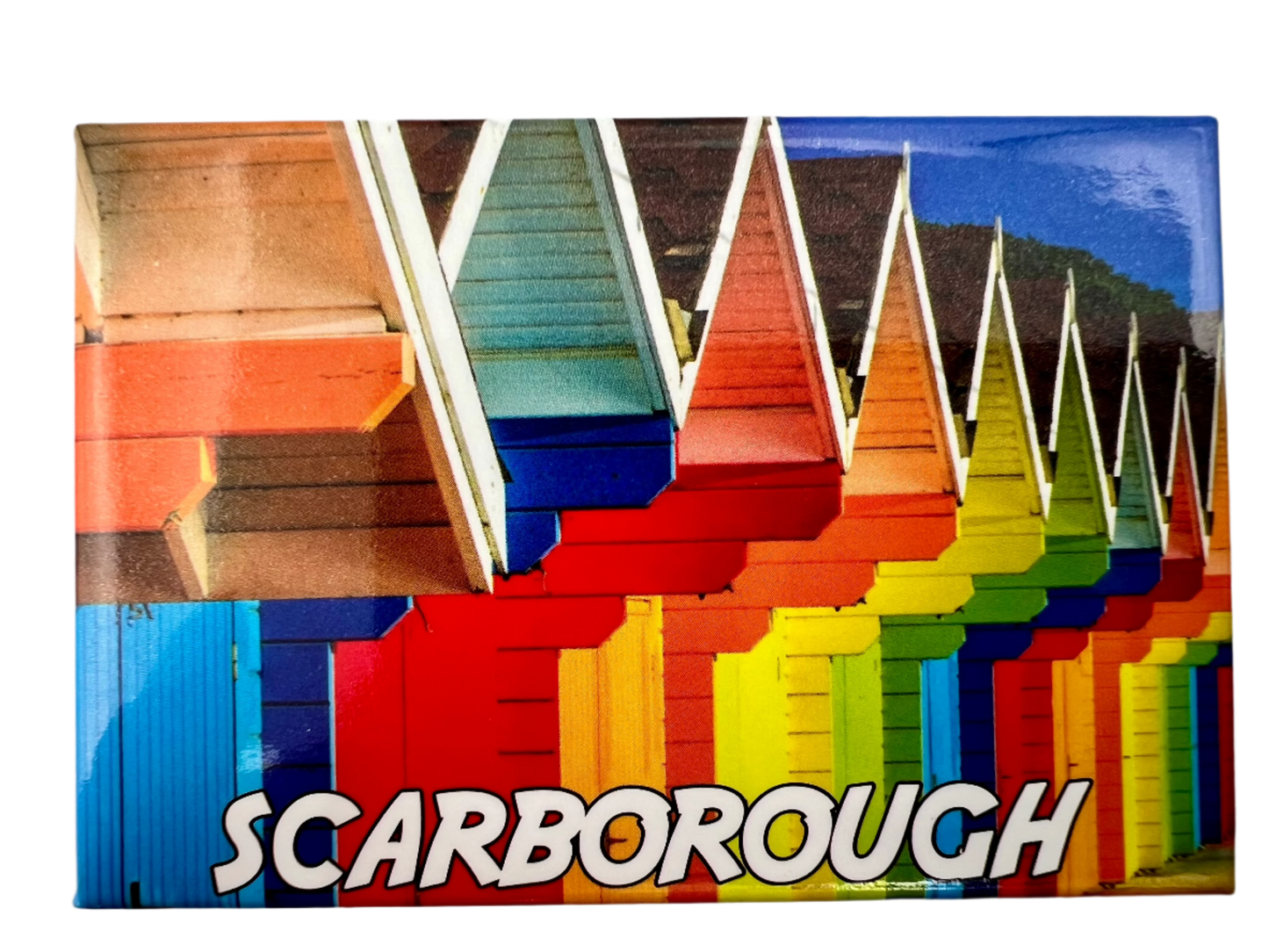 Rainbow Beach Huts Magnet - Scarborough