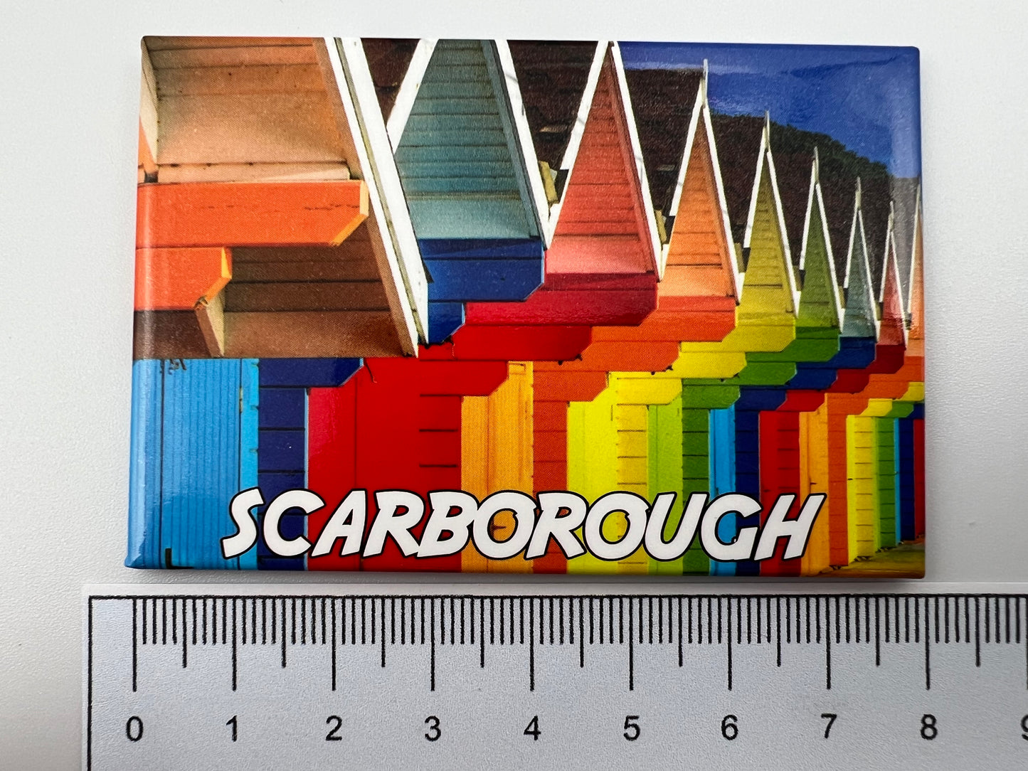 Rainbow Beach Huts Magnet - Scarborough