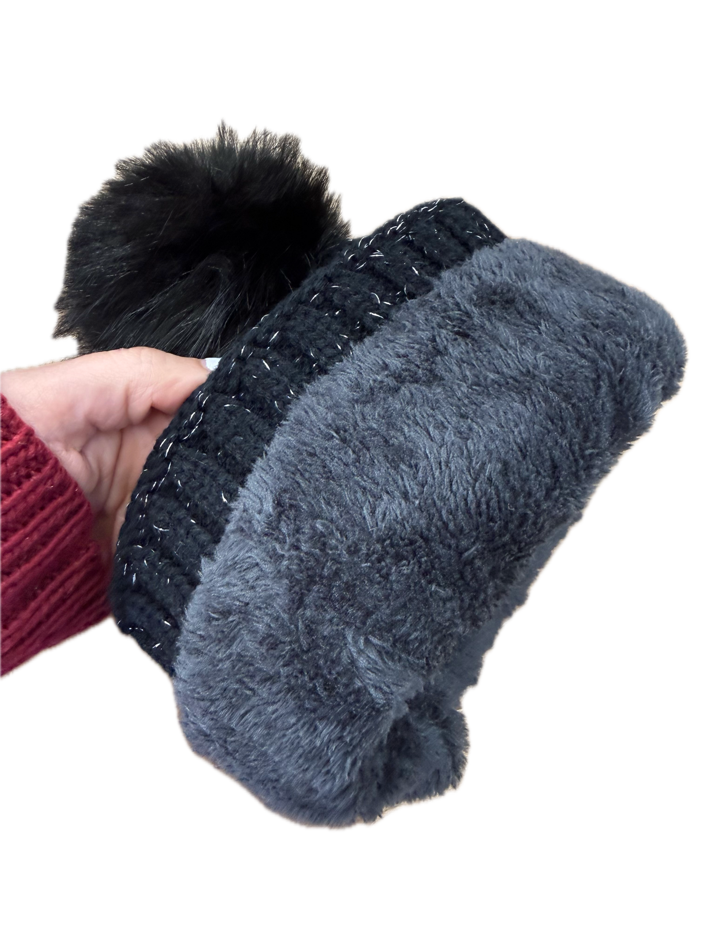 Sparkly Bobble Hat with Snowflake Badge