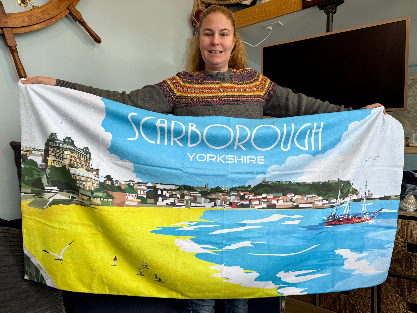 Scarborough Modern Retro Premium Beach Towel