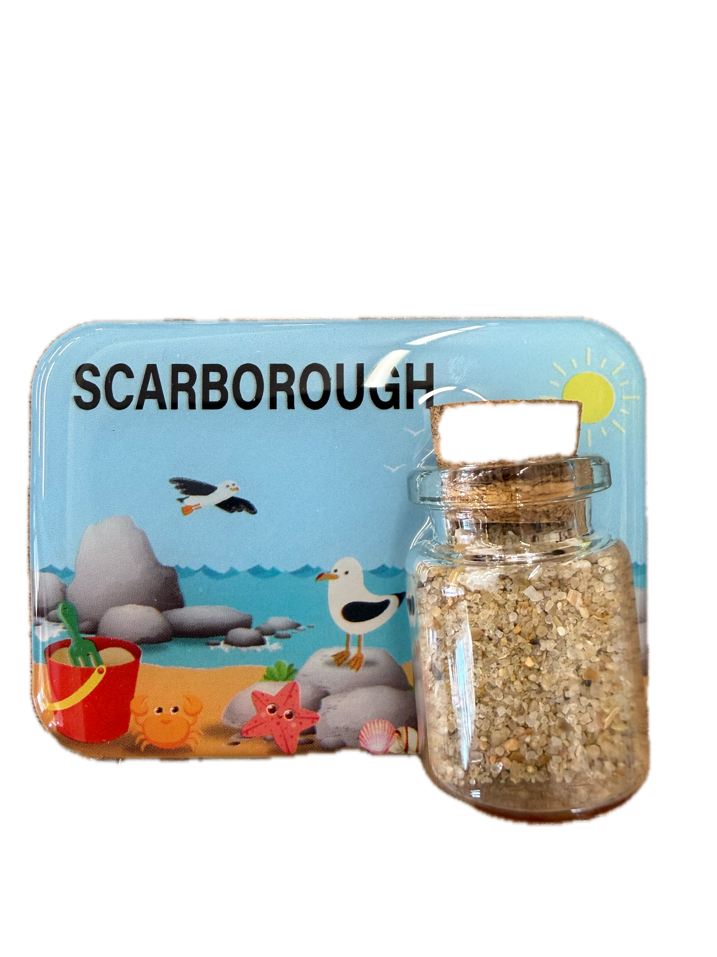 Beach Scene & Bottle Magnet - Scarborough