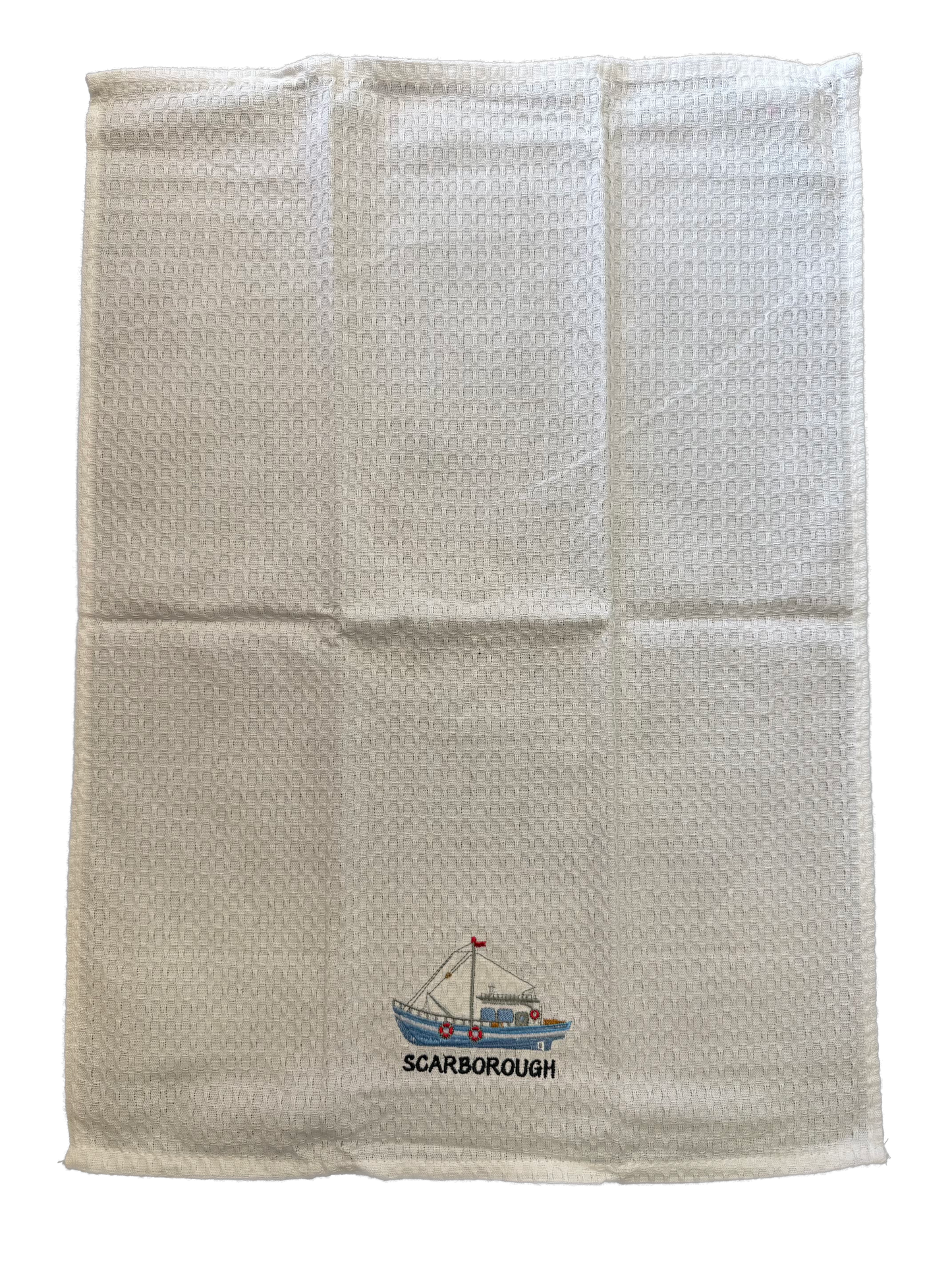Fishing Boat Waffle Scarborough Tea Towel