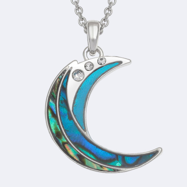 Paua Shell Crescent Moon Necklace