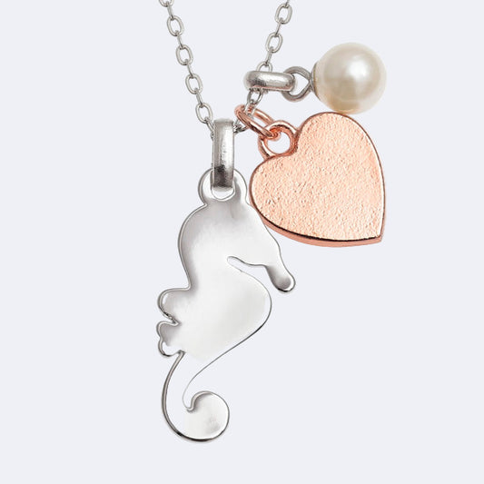 Heart & seahorse necklace