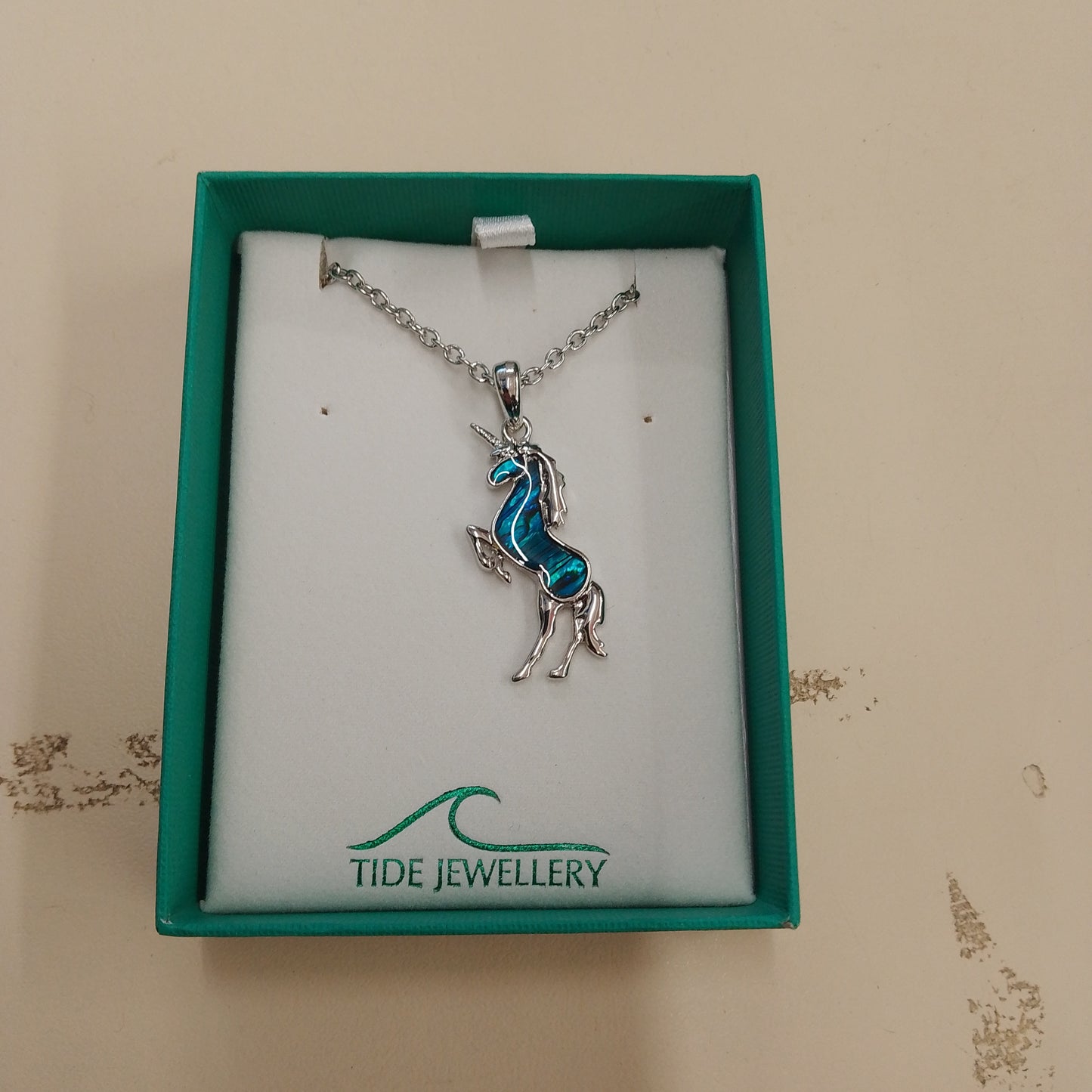 Blue unicorn necklace