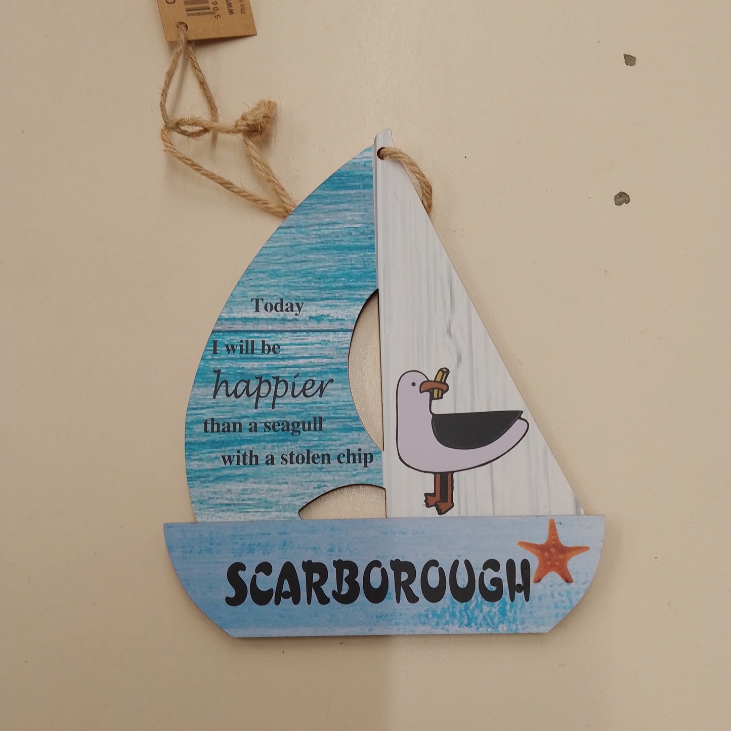 Scarborough boat seagull sign