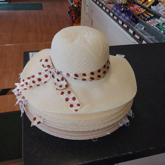 Cream hat Dotted ribbon