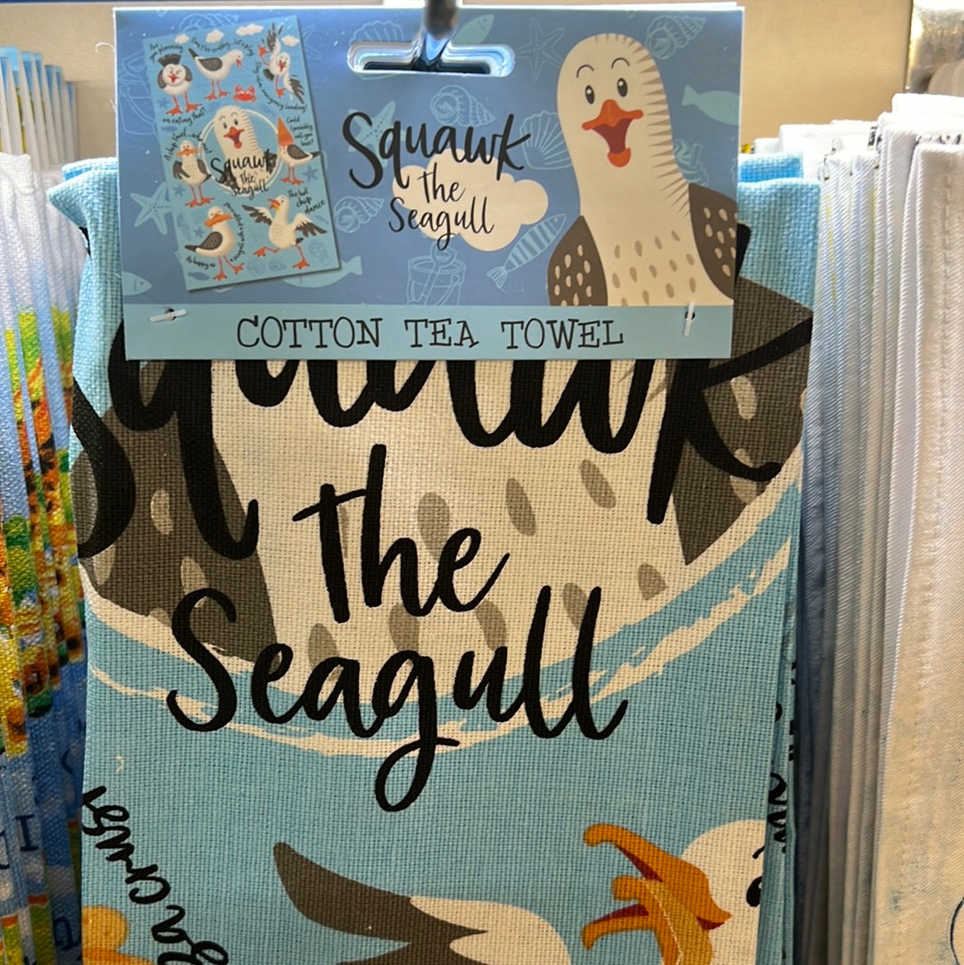 Squawk the Seagull Tea Towel