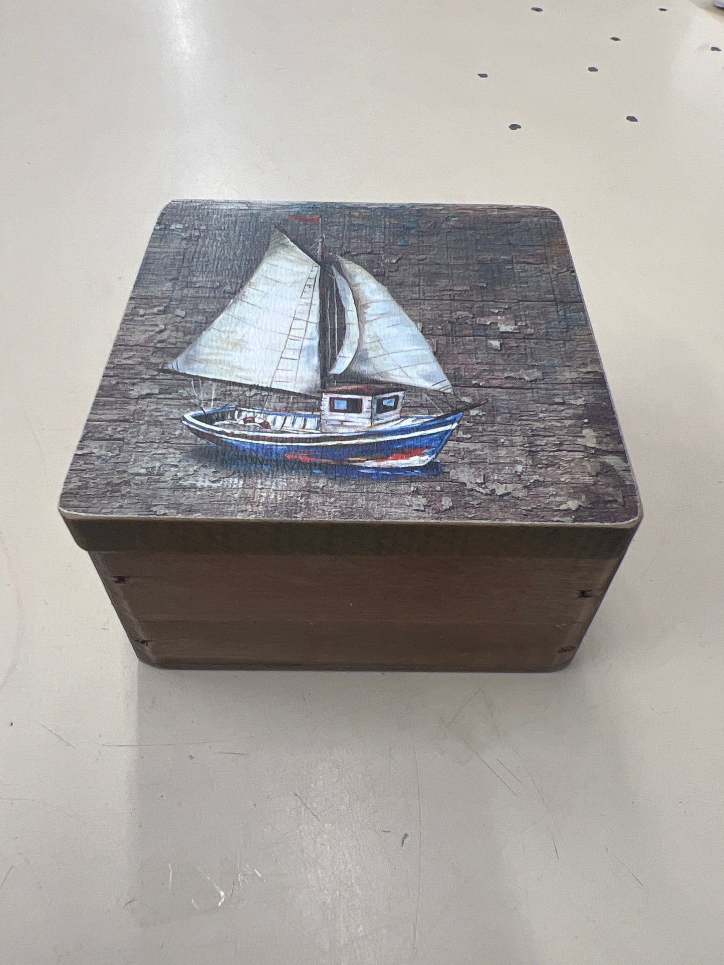 Fishing boat with sails box