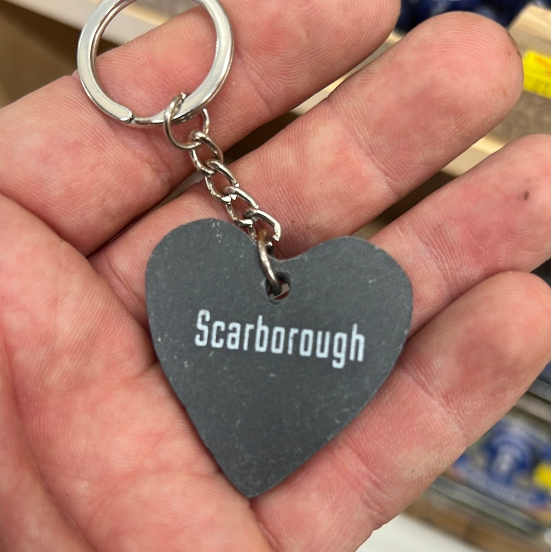 Scarborough slate heart Keyring