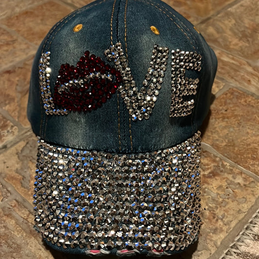 Love Glitzy Bling Baseball Hat