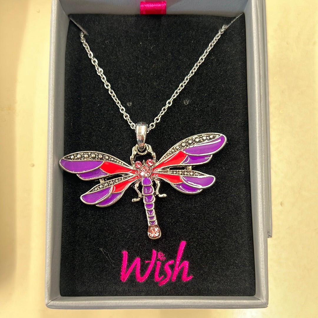 Pink Dragonfly Necklace