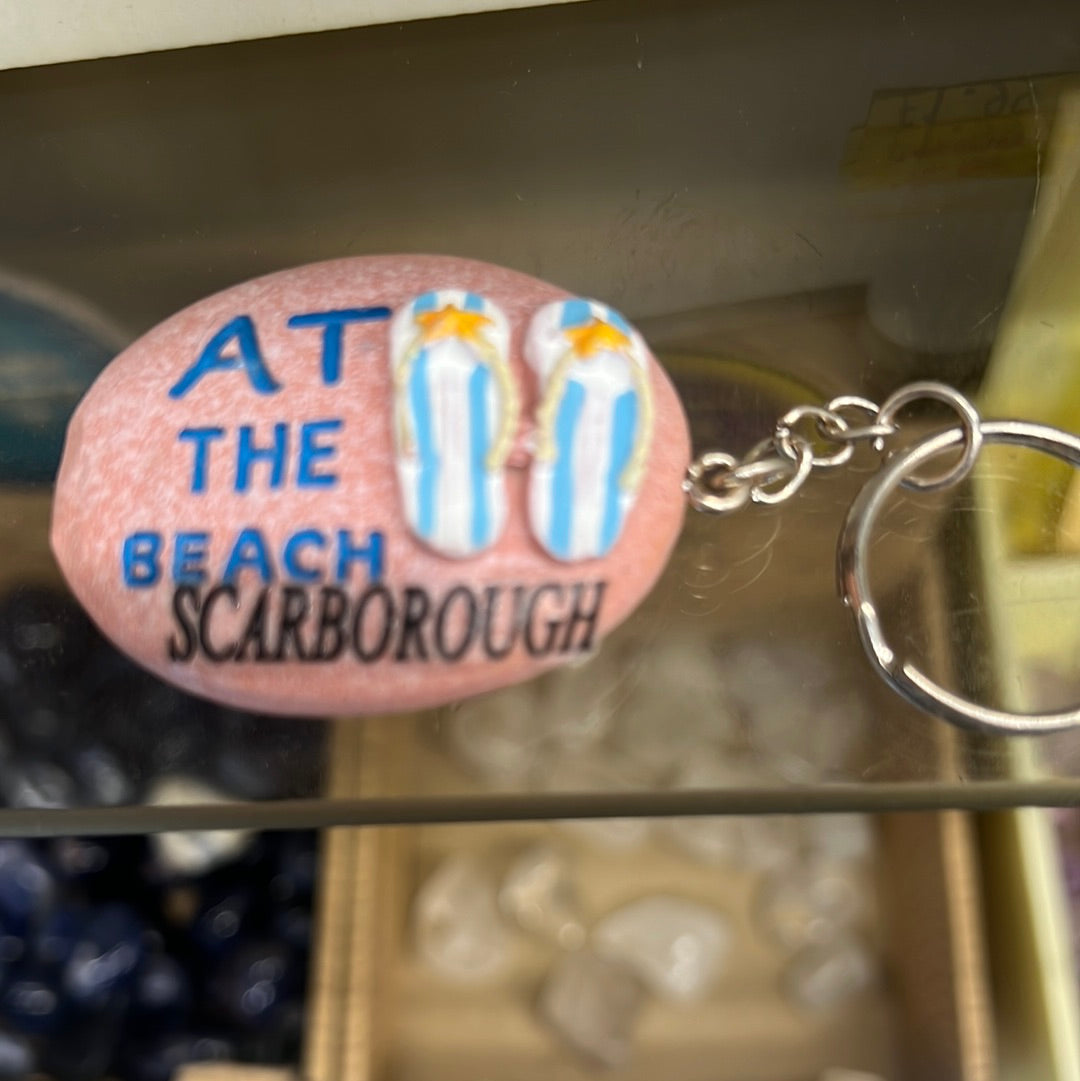 At the Beach Pebble Keyring