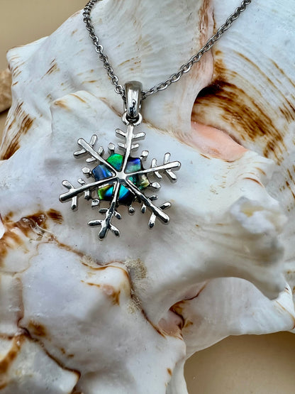 Paua Snowflake Necklace