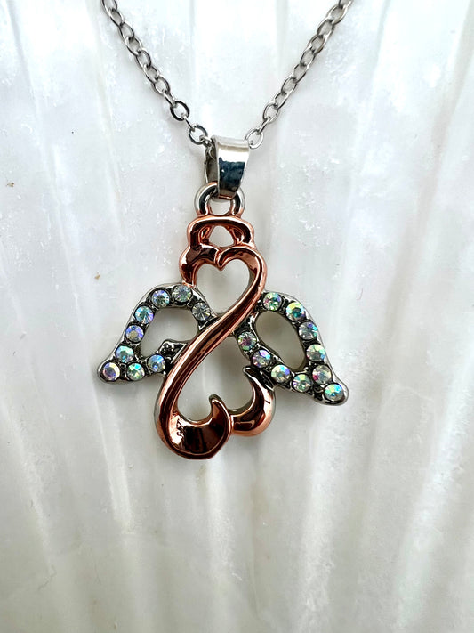 Diamante swans necklace
