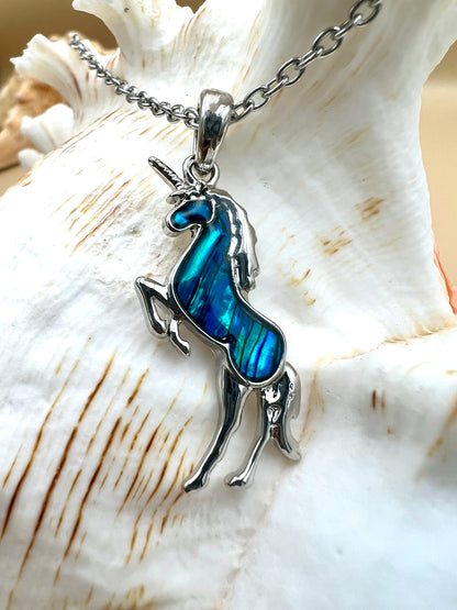 Blue unicorn necklace