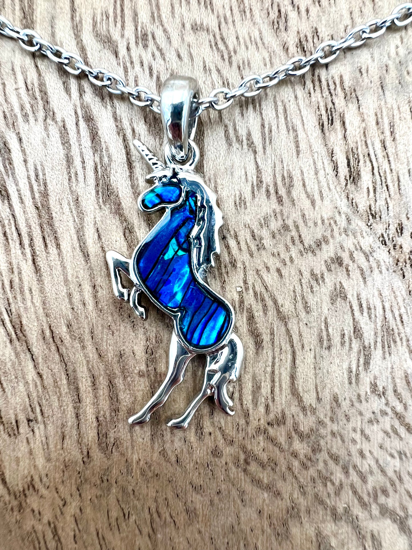 Blue unicorn necklace