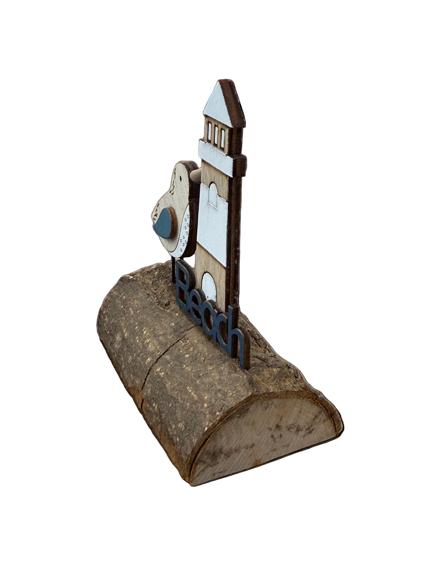 Curlew and Lighthouse Driftwood Decoration