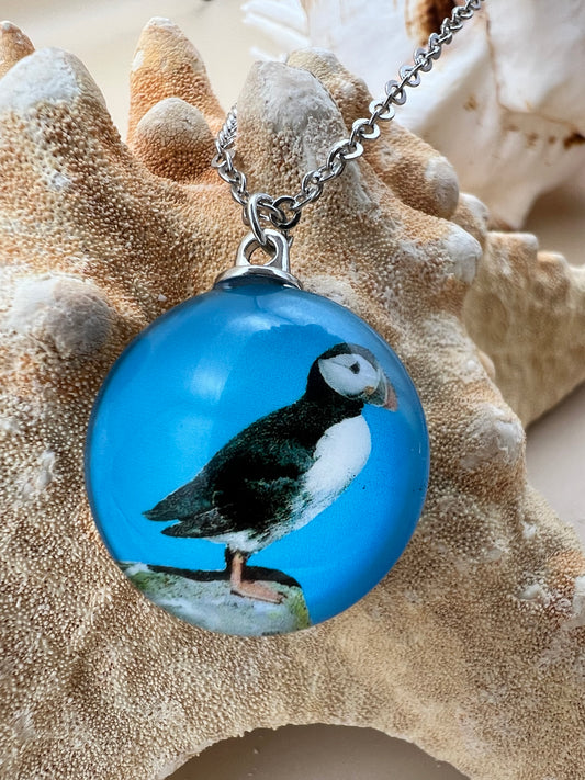 Puffin in glass necklace