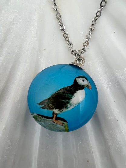 Puffin in glass necklace