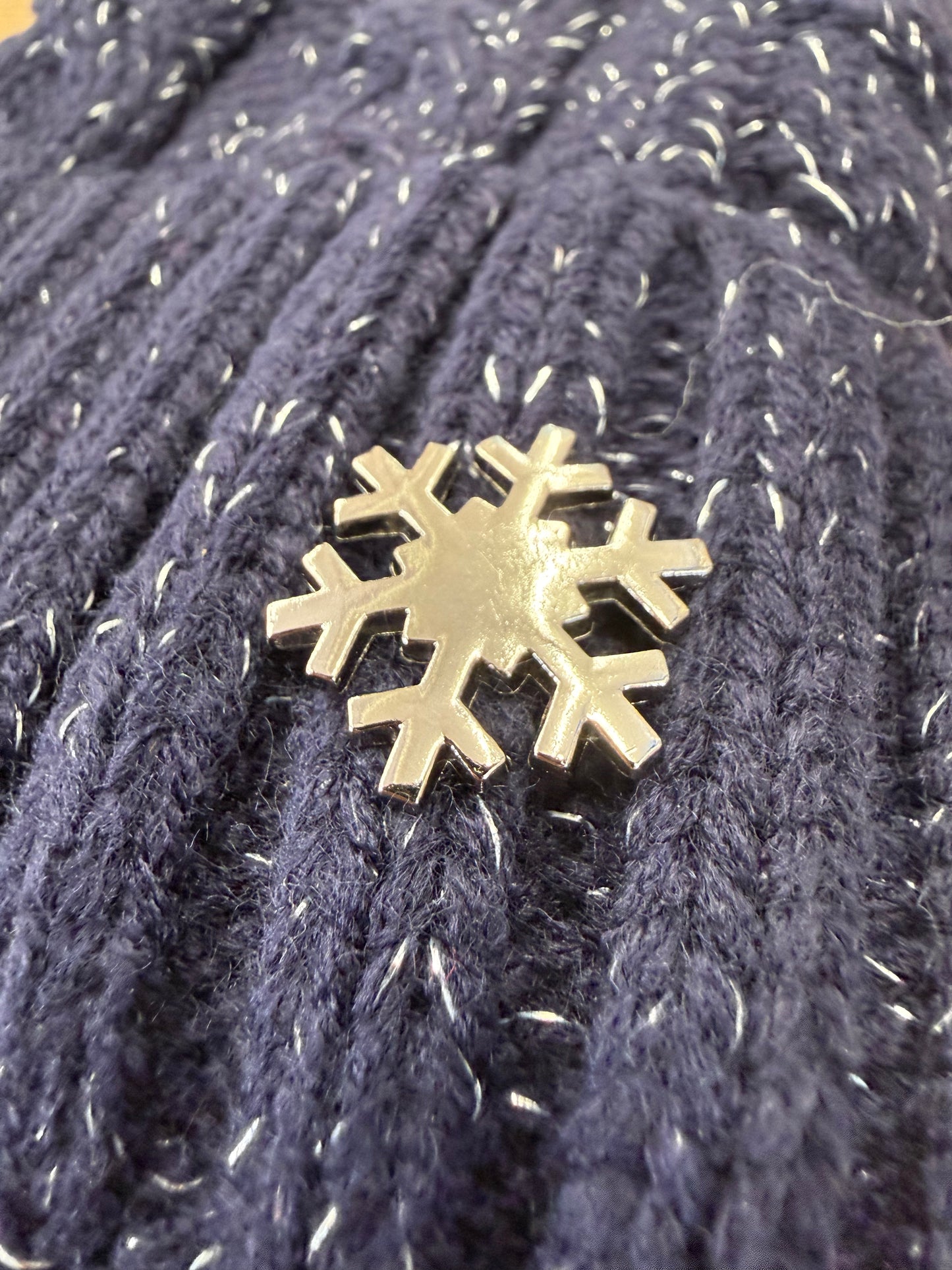 Sparkly Bobble Hat with Snowflake Badge