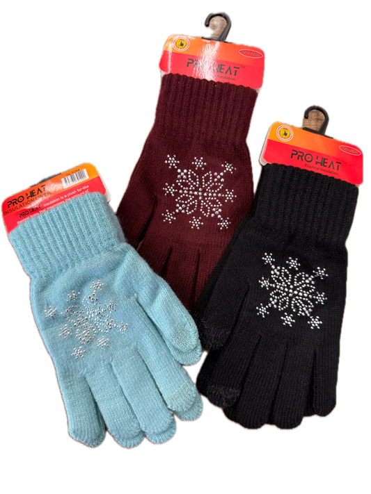 Snowflake Diamante Touch Screen Gloves