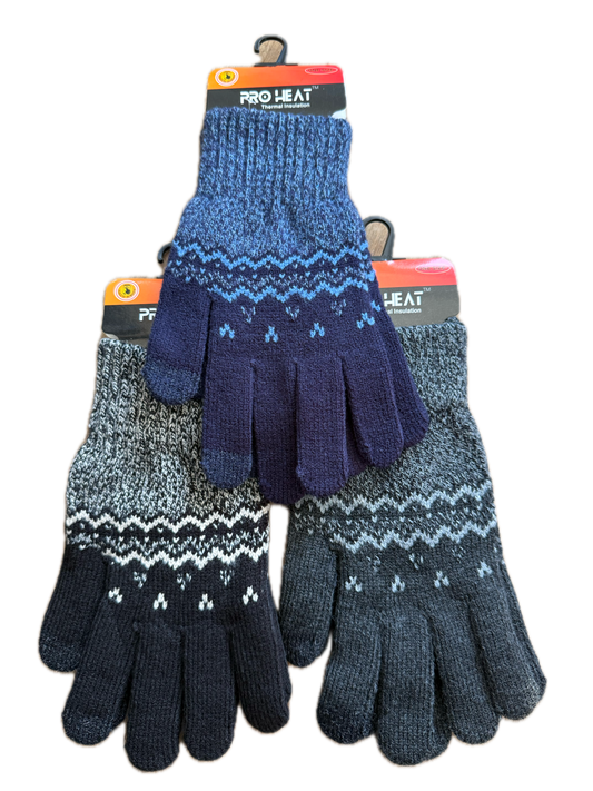 Mens Patterned Touchscreen Gloves
