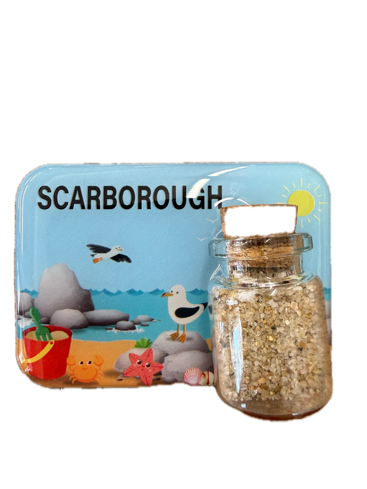Beach Scene & Bottle Magnet - Scarborough