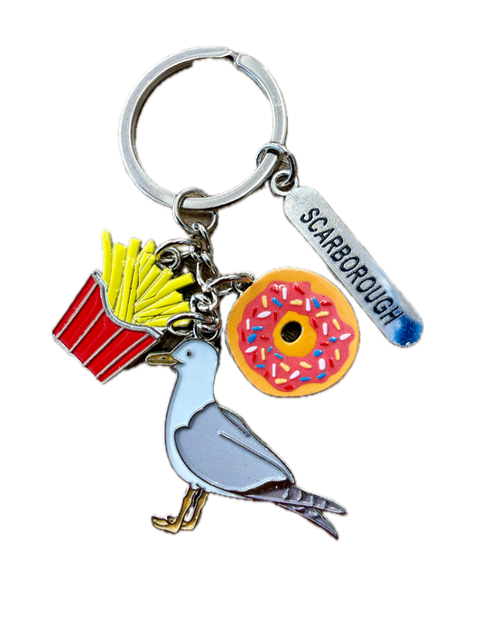 Chips & Seagull Keyring - Scarborough