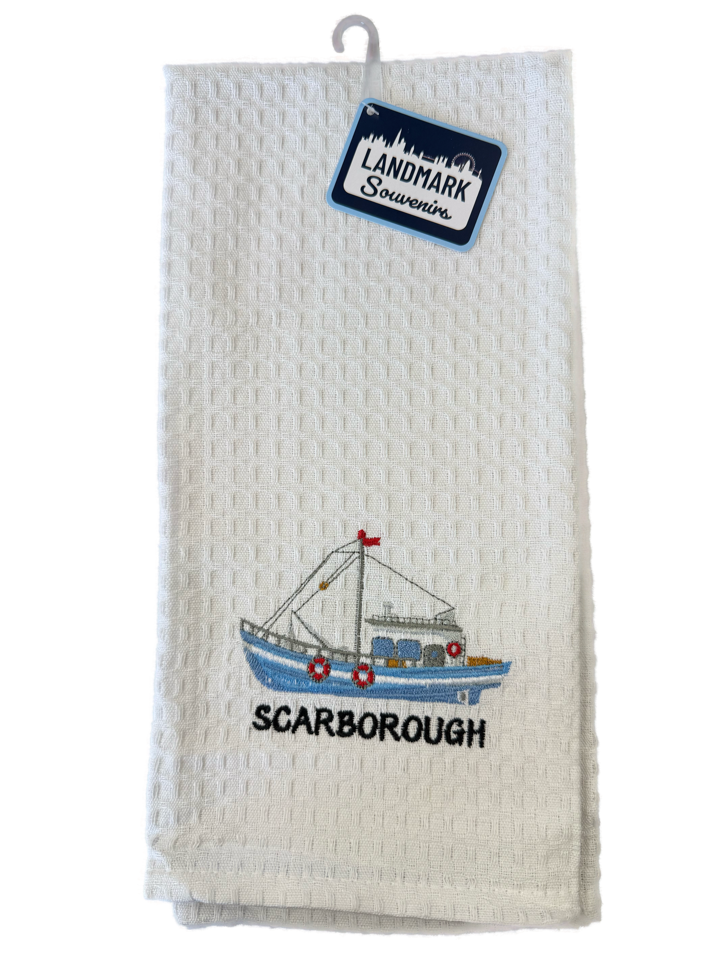 Fishing Boat Waffle Scarborough Tea Towel
