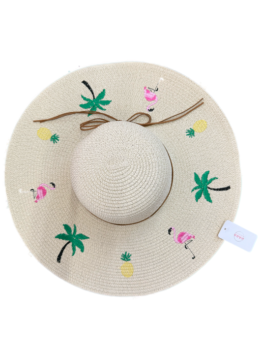 Flamingo Embroidered Sun Hat
