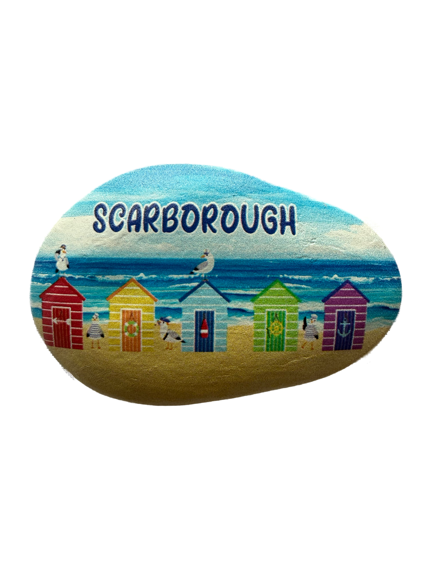 Beach Hut Pebble Magnet