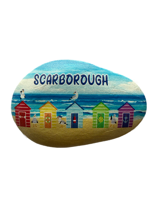Beach Hut Pebble Magnet