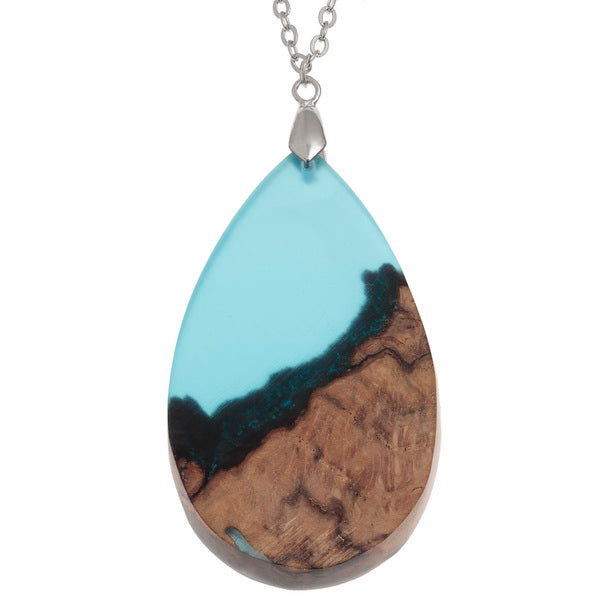 Wood & Blue resin necklace