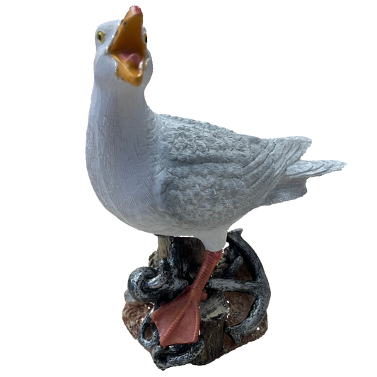 Resin Seagull on Rock with Anchor