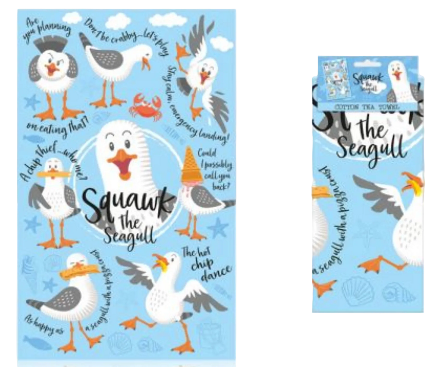 Squawk the Seagull Tea Towel