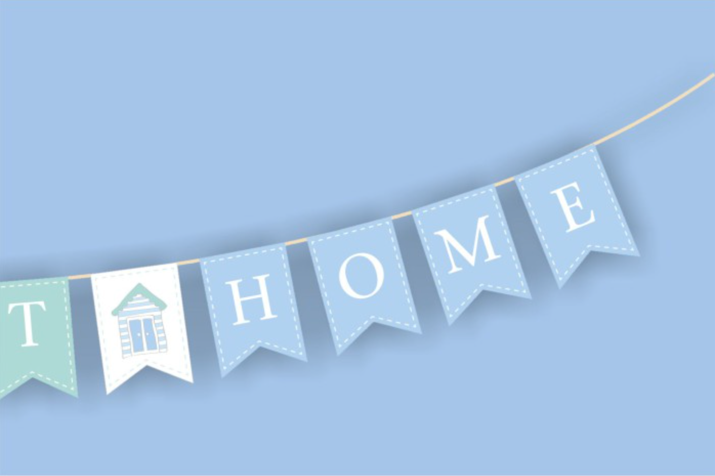 Wooden "Home Sweet Home" Bunting, 180cm