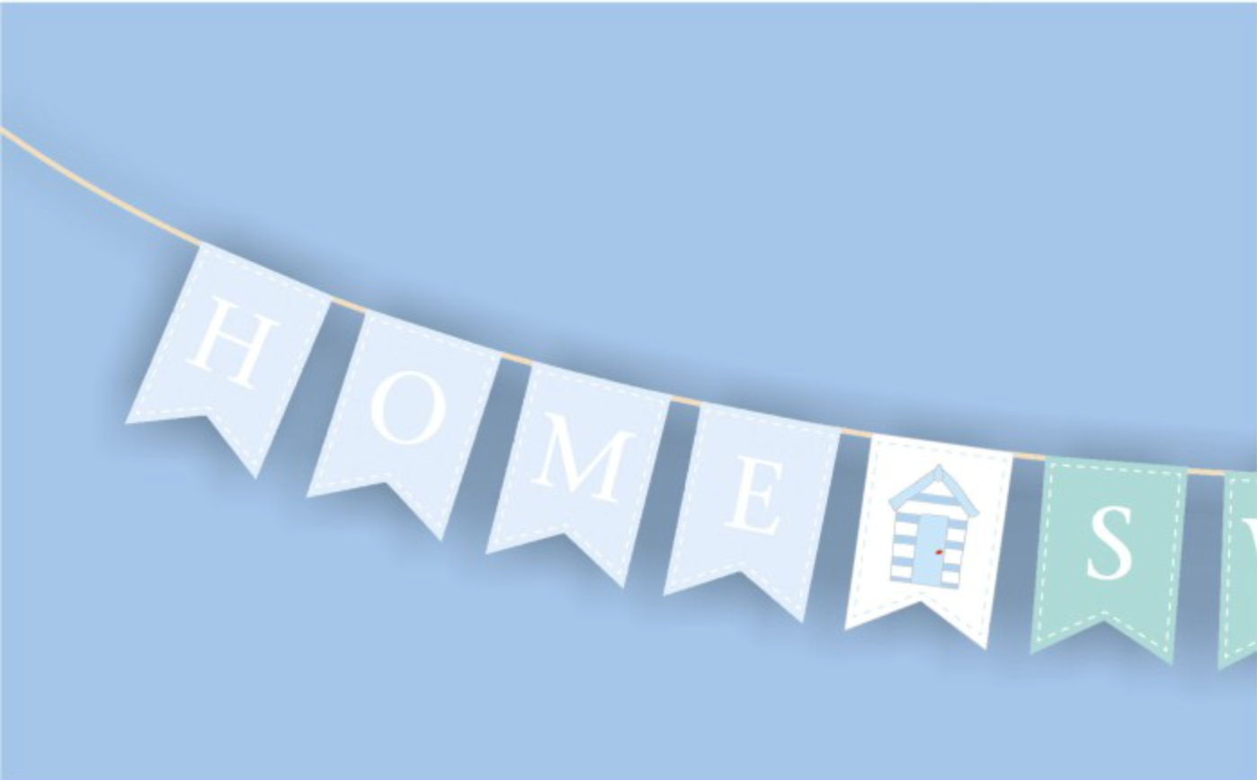 Wooden "Home Sweet Home" Bunting, 180cm