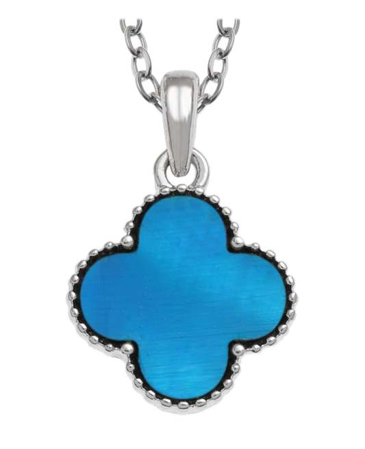 Blue Quatrefoil Necklace